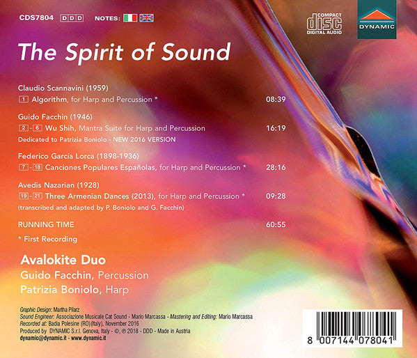 Avalokite Duo, Patrizia Boniolo, Guido Facchin : The Spirit Of Sound: Works For Harp And Percussion (CD, Album)