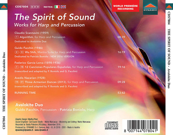 Avalokite Duo, Patrizia Boniolo, Guido Facchin : The Spirit Of Sound: Works For Harp And Percussion (CD, Album)