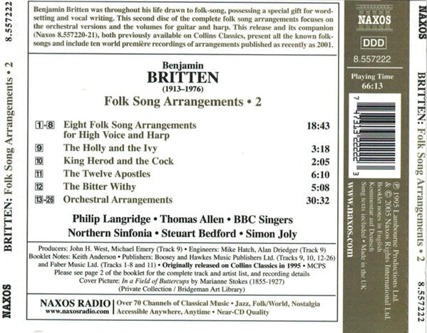 Benjamin Britten, Philip Langridge, Thomas Allen, BBC Singers, Northern Sinfonia, Steuart Bedford, Simon Joly : Folk Song Arrangements • 2 (CD)