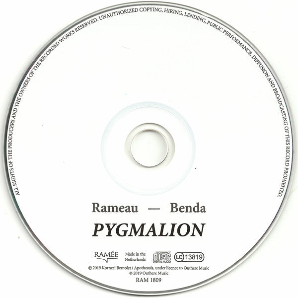 Jean-Philippe Rameau, Georg Anton Benda – Apotheosis (8), Korneel Bernolet : Pygmalion (CD, Album)