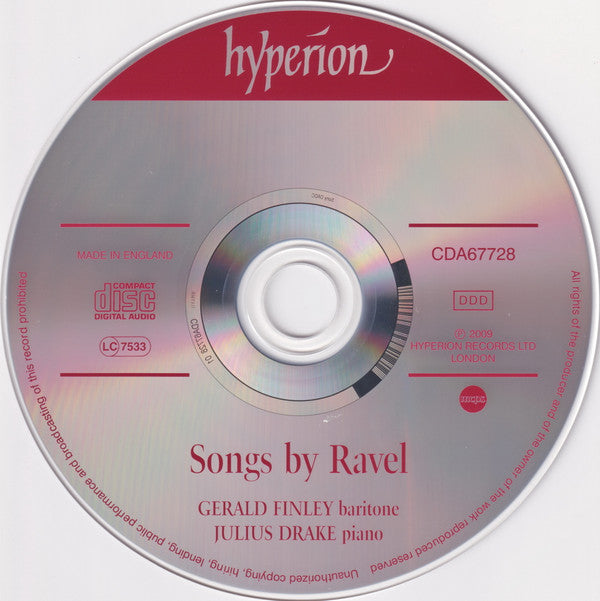 Maurice Ravel - Gerald Finley, Julius Drake : Songs by Ravel (CD, Album)