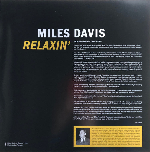 Miles Davis : Relaxin' (LP, Album, Gat)