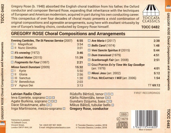 Gregory Rose, Latvian Radio Choir : Choral Compositions And Arrangements (CD, Album)