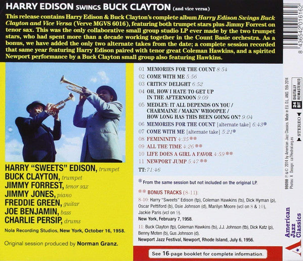 Harry Edison / Buck Clayton : Harry Edison Swings Buck Clayton (And Vice Versa) (CD, Album, RE, RM)