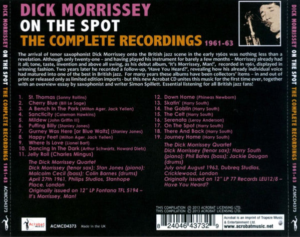 Dick Morrissey : On The Spot. The Complete Recordings 1961-63 (CDr, Comp)