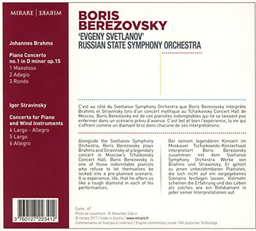 Boris Berezovsky, Russian State Symphony Orchestra, Johannes Brahms, Igor Stravinsky : Piano Concerto No. 1 In D Minor, Op. 15; Concerto For Piano And Wind Instruments (CD, Album)