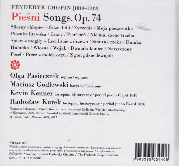 Frédéric Chopin, Olga Pasichnyk, Mariusz Godlewski, Kevin Kenner, Radosław Kurek : Pieśni = Songs, Op.74 (CD, Comp, Dig)