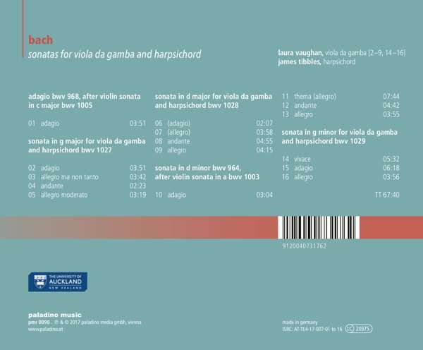 Johann Sebastian Bach, Laura Vaughan, James Tibbles : Sonatas For Viola Da Gamba And Harpsichord (CD, Album)