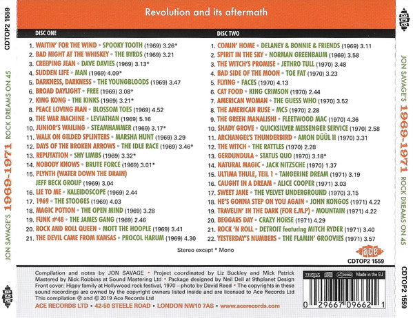 Jon Savage : Jon Savage's 1969-1971 (Rock Dreams On 45) (2xCD, Comp, Mono)