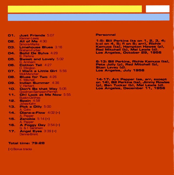 Bill Perkins With Richie Kamuca & Art Pepper : Just Friends (CD, Comp, RM)
