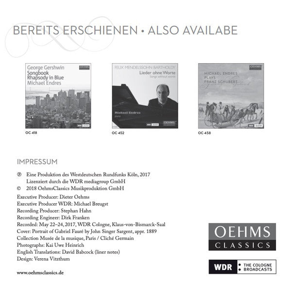 Gabriel Fauré, Michael Endres : 13 Barcarolles (CD, Album)