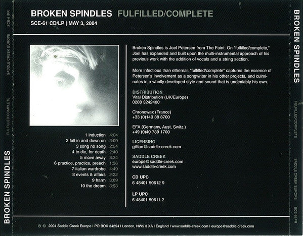 Broken Spindles : Fulfilled / Complete (CD, Album, Promo)
