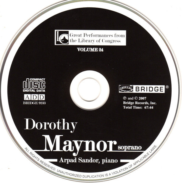 Dorothy Maynor : Dorothy Maynor, Soprano (CD, Album)