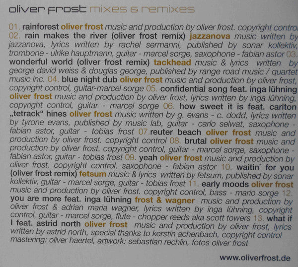 Oliver Frost : Mixes & Remixes (CD, Album)