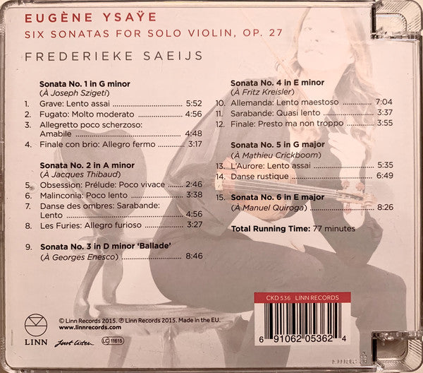 Eugène Ysaÿe, Frederieke Saeijs : Six Sonatas For Solo Violin, Op. 27 (SACD, Multichannel, Album)