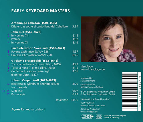 Ágnes Ratkó, Antonio de Cabezón, Jan Pieterszoon Sweelinck, Girolamo Frescobaldi : Early Keyboard Masters (CD, Album)