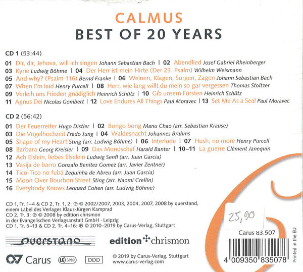 Calmus Ensemble : Best Of 20 Years (2xCD, Comp)
