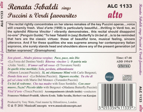 Renata Tebaldi : Renata Tebaldi Sings Puccini & Verdi Favourites (CD, Comp)