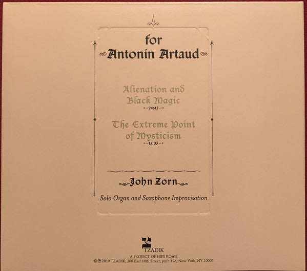 John Zorn : The Hermetic Organ Vol. 8 - For Antonín Artaud (CD, Album)
