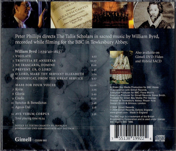 The Tallis Scholars, William Byrd : Playing Elizabeth's Tune (CD)