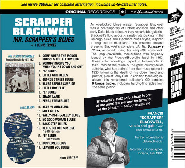 Scrapper Blackwell : Mr. Scrapper's Blues (CD, Album, Ltd, RM)