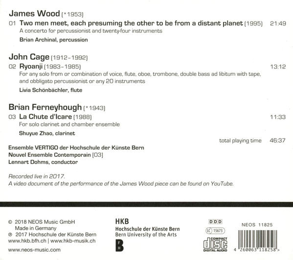 James Wood (4), John Cage, Brian Ferneyhough, Ensemble Vertigo, Nouvel Ensemble Contemporain : Wood - Cage - Ferneyhough (CD, Album)