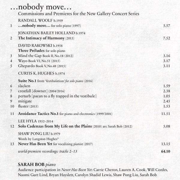 Sarah Bob : ...nobody move... (CD, Album)