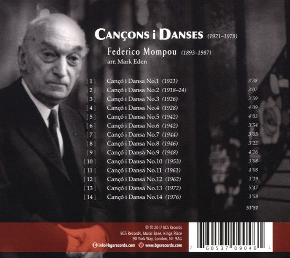 Frederic Mompou, Eden Stell Guitar Duo : Cançons I Danses (CD, Album)