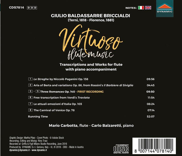 Giulio Briccialdi, Mario Carbotta, Carlo Balzaretti : Virtuoso Flute Music (CD, Album)