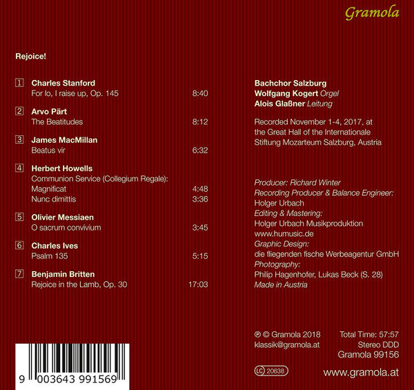 Salzburger Bachchor, Alois Glaßner, Wolfgang Kogert : Rejoice! (CD, Album)