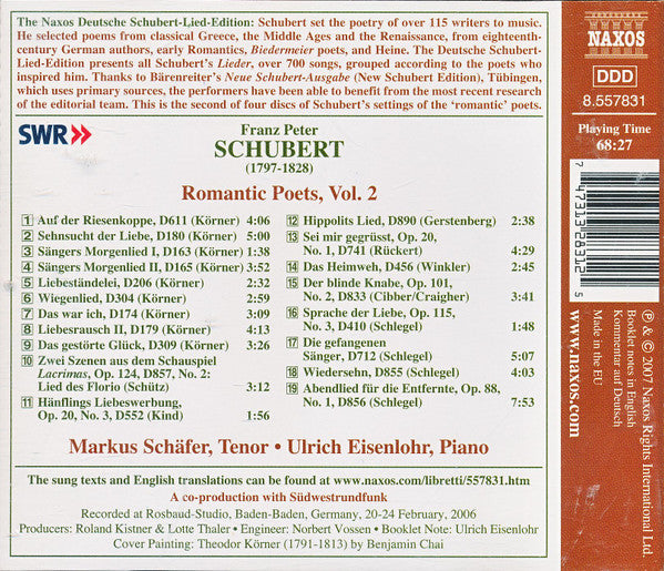 Franz Schubert, Markus Schäfer (5), Ulrich Eisenlohr : Romantic Poets, Vol. 2 (CD)