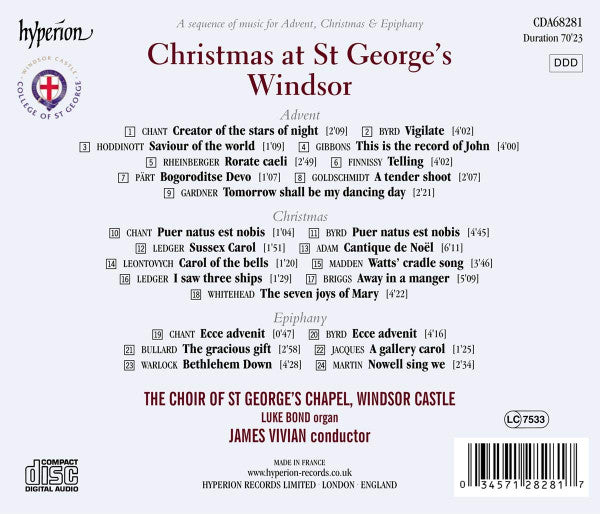 The Choir Of St George's Chapel, Luke Bond (5), James Vivian : Christmas at St George's Windsor (CD, Album)