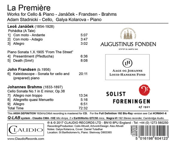Leoš Janáček, John Frandsen (2), Johannes Brahms, Adam Stadnicki, Galya Kolarova : La Première (HDCD, Album)