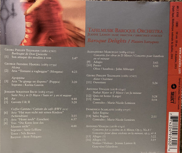 Tafelmusik Baroque Orchestra, Jeanne Lamon : Baroque Delights  Plaisirs Baroques (CD, Comp)