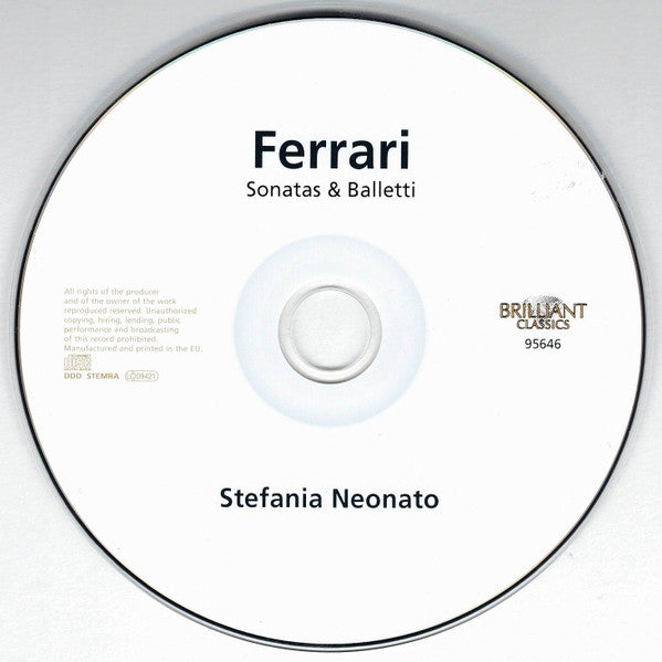 Giacomo Gotifredo Ferrari - Stefania Neonato : Sonatas & Balletti (CD, Album)