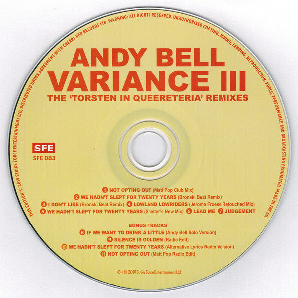 Andy Bell : Variance III (The ‘Torsten In Queereteria’ Remixes) (CD, Album, Ltd)