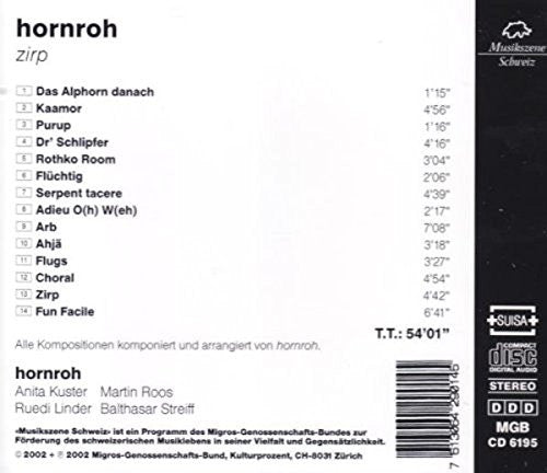 hornroh modern alphorn quartet : Zirp (CD, Album)