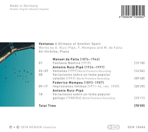 Antonio Ruiz Pipó, Frederic Mompou, Manuel De Falla - Ali Hirèche : Ventanas: A Glimpse Of Another Spain (CD, Album)