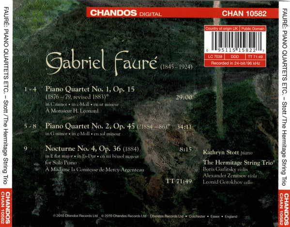 Gabriel Fauré, Kathryn Stott, The Hermitage String Trio : Piano Quartets · Nocturne No.4 (CD, Album)