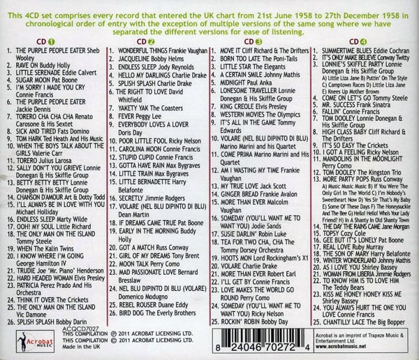 Various : 1958 British Hit Parade - Britain's Greatest Hits Volume 7, Part 2 (4xCD, Comp)