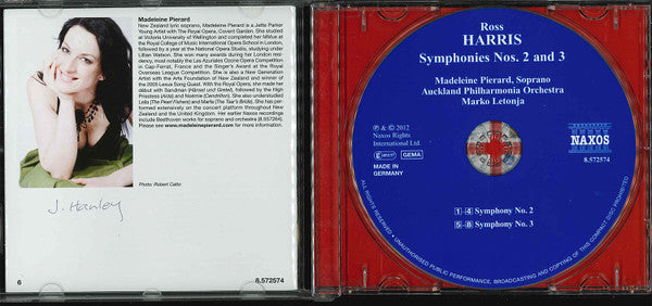 Ross Harris (2), Marko Letonja, Auckland Philharmonia Orchestra, Madeleine Pierard : Symphonies Nos. 2 And 3 (CD)