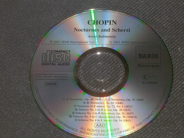 Arthur Rubinstein, Frédéric Chopin : Nocturnes And Scherzi (2xCD, Album, Comp, Mono, RM)