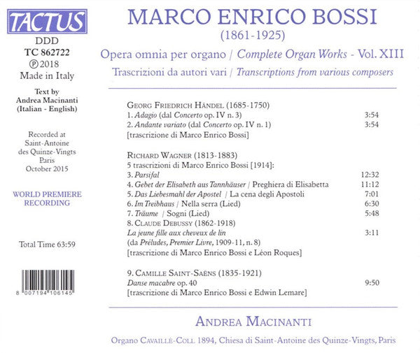 Marco Enrico Bossi - Andrea Macinanti : Opera Omnia Per Organo - Vol. XIII (CD, Album)