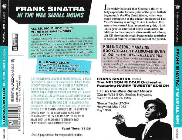Frank Sinatra : In The Wee Small Hours (CD, Album, RE, RM)