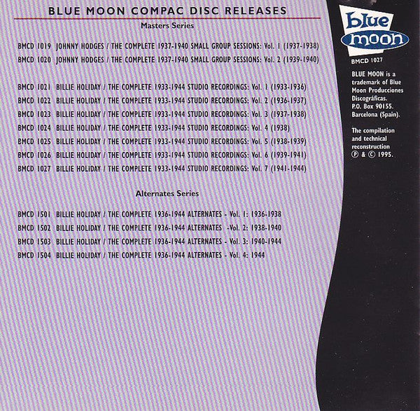 Billie Holiday : Complete 1933-1944 / Masters / Vol. 7 1941-1944 (CD, Album, Comp)