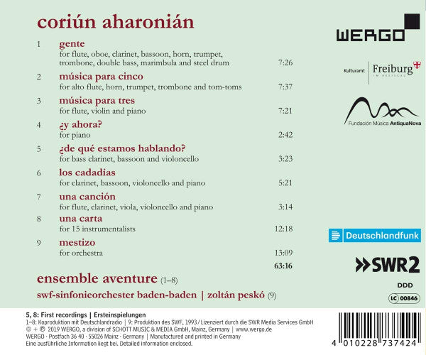 Coriún Aharonian - Ensemble Aventure, Südwestfunkorchester Baden-Baden, Zoltán Peskó : Una Carta (CD, Album)