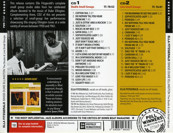 Ella Fitzgerald : Ella Fitzgerald Sings Duke Ellington - The Studio & Live Small Groups (2xCD, Album, Comp)