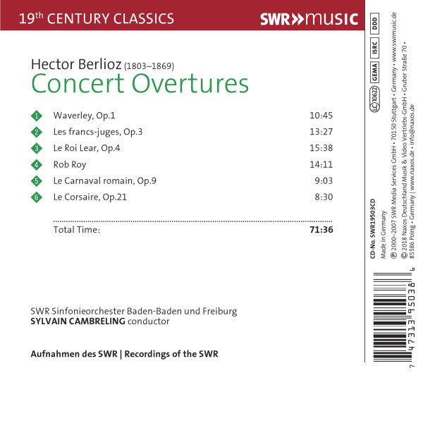 Hector Berlioz, SWR Sinfonieorchester Baden-Baden Und Freiburg, Sylvain Cambreling : Concert Overtures (CD, Album, RE)