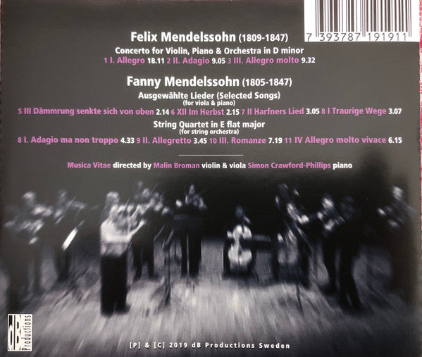 Fanny Mendelssohn Hensel, Felix Mendelssohn-Bartholdy, Malin Broman, Simon Crawford Phillips, Musica Vitae : Fanny & Felix (CD)