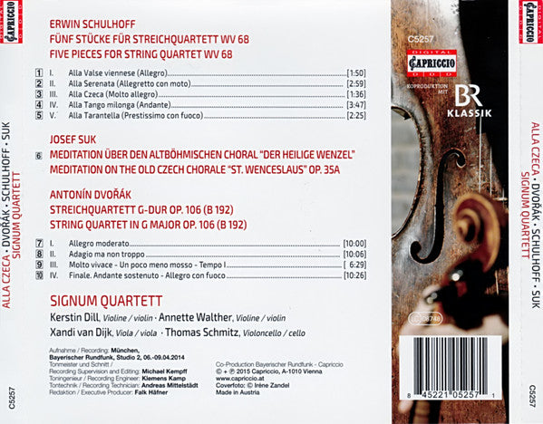 Erwin Schulhoff / Josef Suk (2) / Antonín Dvořák - Signum Quartett : Alla Czeca (CD, Album)